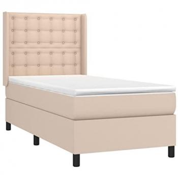 Cama box spring colchón LED cuero sintético capuchino 80x200 cm