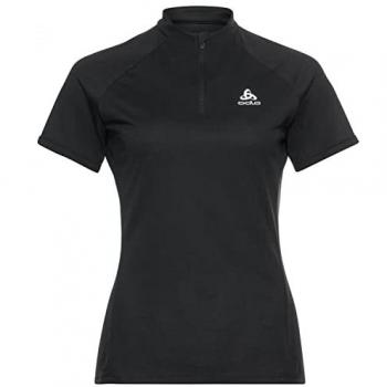Camiseta de trail Odlo Essential Trail 1/2 Zip Crew Neck S/S para mujer, color negro, manga corta, diseño técnico para running