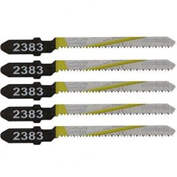 Wolfcraft 2393000 Juego de 5 Hojas de Sierra de Calar con Vástago en T, Corte Curvado Limpio, HCS