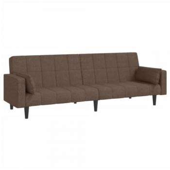 Sofá cama de 2 plazas con 2 cojines de tela gris taupe