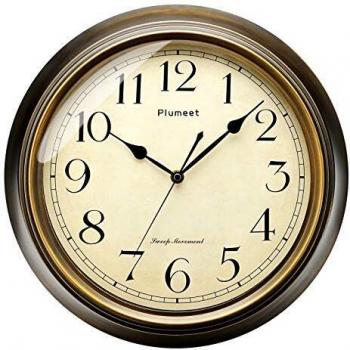 Plumeet Reloj de Pared Retro Grande - Reloj Silencioso Clásico sin Tic-TAC de 33 cm - Adecuado para Decorar Sala, Dormitorio, Oficina - Alimentado por Batería