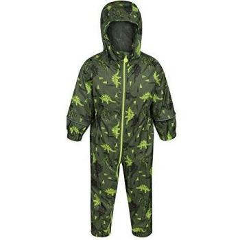 Regatta Pobble-Mono Estampado, Impermeable Y Transpirable, Completamente Forrado Overtrousers, Unisex niños, Cypress Green, 12-18