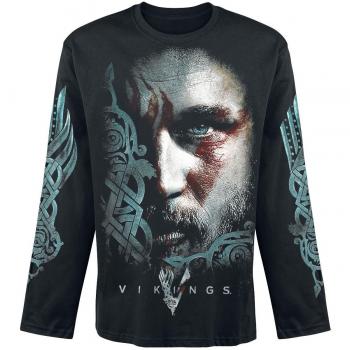Vikings Ragnar Face Manga Larga Negro M