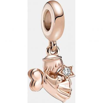 Charm Colgante Ángel de Oro Rosa y Circonita