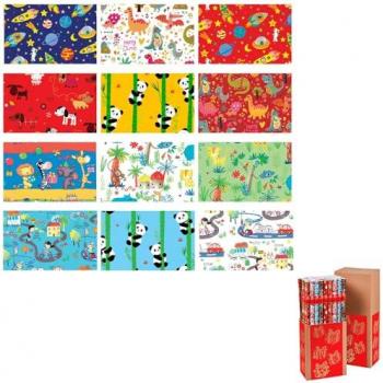 Pack 50 Rollos de Papel Regalo Infantil Surtido 70x200 cm