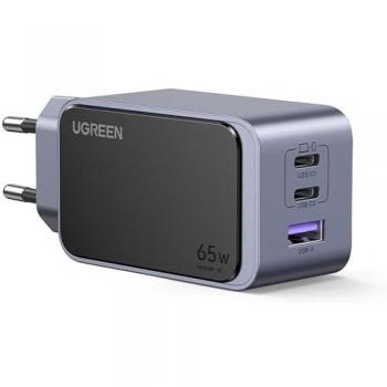 Cargador Rápido Ugreen Nexode S 65W GaN con 2 Puertos USB-C y 1 Puerto USB-A