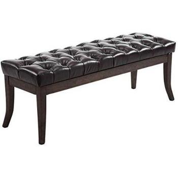 Banco Ramses de 150 cm en Similcuero Marrón con patas de madera y acolchado de alta calidad