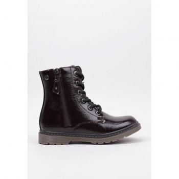 Bota militar plana para niña Xti 150061 en color burdeos