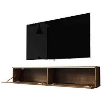 Mueble de TV moderno colgante y de pie - 140 cm - roble wotan - con iluminación LED