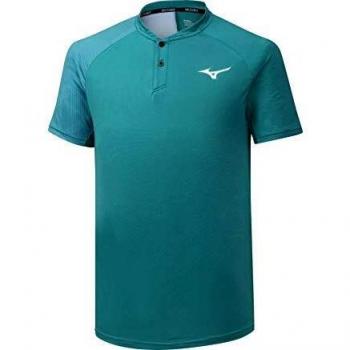 Mizuno Shadow Polo Camiseta, Hombre, Verde Azulado, Small