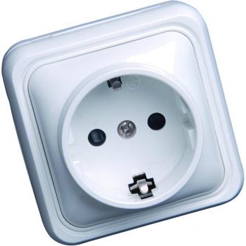 Simon 27 Play - Base de enchufe bipolar con toma de tierra, superficie, serie 27, color blanco