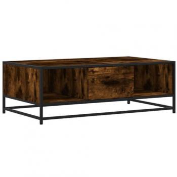 Mesa de Centro Madera Ingeniería Metal Roble Humo 100x57x35 cm, Mesa Auxiliar, Mesa de salón, mesita Decorativa