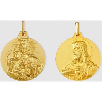 Medalla Escapulario de Oro con Detalles en Relieve