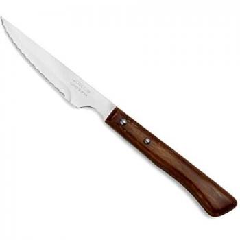 Arcos Serie Cuchillos de Mesa, Cuchillo Chuletero, Hoja Serrada de Acero Inoxidable Nitrum de 110 mm, Mango Madera comprimida Color Marrón
