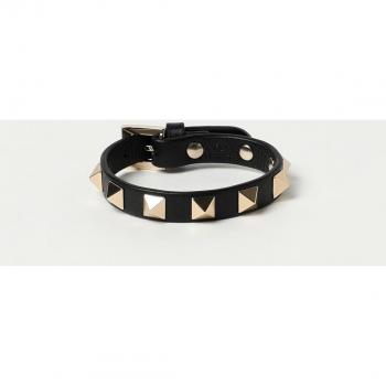 Valentino Garavani Rockstud Leather Bracelet - Black - One Size Female