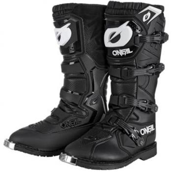 Oneal Botas de Motocross Rider Pro Negras para Hombre, Talla 40, con manga interior Air-Mesh, cuatro hebillas y material sintético