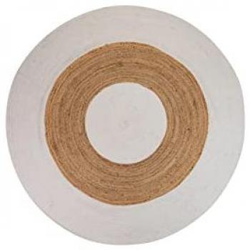 Alfombra de Yute y Algodón Natural Blanca 180x180 cm - Decoración Acogedora y Estilo Elegante