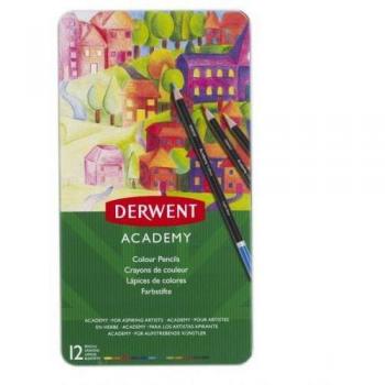Derwent Academy Coloured Pencils 12 Tin Pack