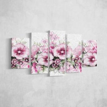 Epikasa - Impresión sobre Lienzo Flores 1, Poliéster Multicolor, Madera, 100x3x60 cm