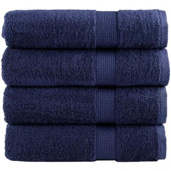 Toallas de baño vidaXL 4 uds 100% algodón 100x150 cm 600 gsm color Blanco, Dorado, Antracita y Azul Marino