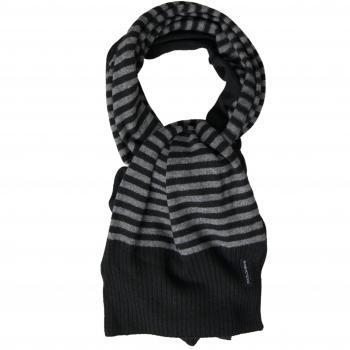 Dolce & Gabbana Black Gray Stripe Wool Neck Wrap Shawl Scarf
