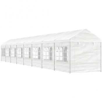 Cenador Gazebo con techo de polietileno blanco 17,84x2,28x2,69 m