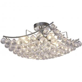 Plafón de diseño Rayne Cromo pulido 4 bombillas 22cm, Lámpara de techo empotrada con esferas acrílicas, cromo pulido E14 de 4 luces