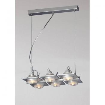 Lámpara Colgante Rectangular 6 Bulbos G9 Gris Plateado Claro