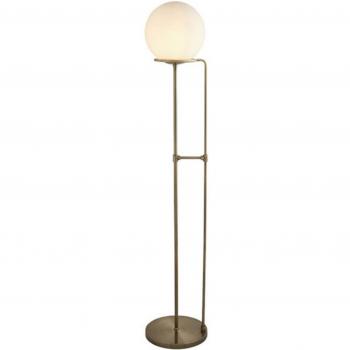 Lámpara de pie Sphere en latón antiguo con bola de vidrio, moderna, esfera jardinera, acero latón blanco, 1 luz E27