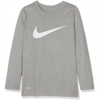 Nike Dry Swoosh Solid alto de manga larga para niño, Niño, color Dark Grey Heather/