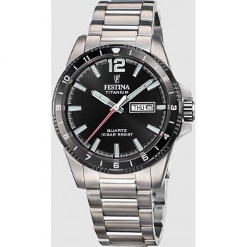 Reloj Festina F20698/4 Titanium Hombre con calendario, correa de titanio, color negro