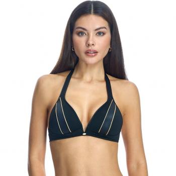 Top de bikini triángulo inalámbrico con copa para mujer - Negro - Talla 85B