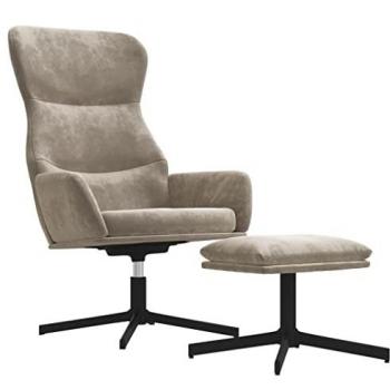 Sillón de Relax con Reposapiés en Terciopelo Gris Claro