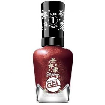 Esmalte de Uñas Rojo con Purpurina Miracle Gel Holiday de Sally Hansen, Fórmula Similar a Gel, Sin Necesidad de Lámpara UV
