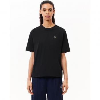 Camiseta Lacoste Relaxed Fit Logo Manga Corta Negra Mujer 34