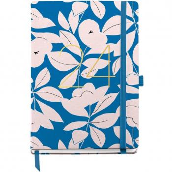 Agenda 2024 MiquelRius Blue Bloom - Planificador diario en formato A5 con diseño floral azul