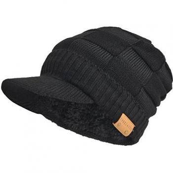 Hombres De Punto Visera Gorrita Tejida Lana Forrado Bofetada Invierno Sombreros