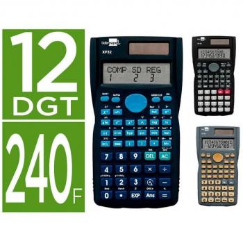 Liderpapel Calculadora Científica XF35, 240 Funciones, Tapa Solar y Pilas, Expositor de 10 Unidades, Colores Surtidos