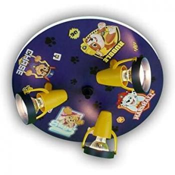 Lámpara de techo Paw Patrol con tres focos ajustables, diseño colorido y diámetro de 35 cm
