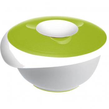 Westmark Bol para mezclar y hornear con tapa de dos partes, 2.5 l, Con pico, Plástico, Blanco/Verde manzana, 3153227A
