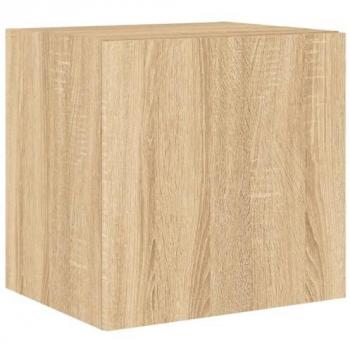 Mueble TV Multimedia con Estante y Luces LED, Color Roble Sonoma, 40,5 x 35 x 40 cm