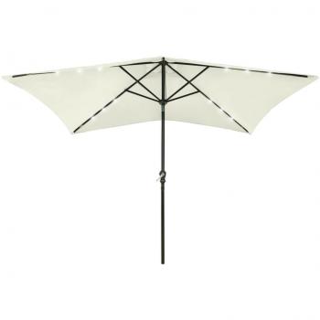 vidaXL Garden Parasol with LEDs and Steel Pole Sand 2x3 m