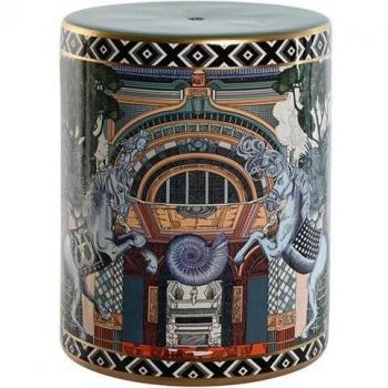 Mesa auxiliar porcelana turquesa 34x34x43,5 cm