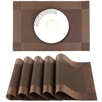 CHAOCHI Manteles Individuales Lavables Desgaste Set de 6 Salvamantele Individuales PVC Resistentes para la Mesa de Comedor de Cocina,Haz la Mesa más Bella
