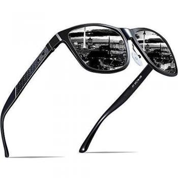 ATTCL Men's Retro Metal Frame Driving Polarized Sunglasses Mens Womens 18587black UV400 CAT 3 CE