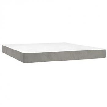 Colchón de muelles ensacados terciopelo gris claro 160x210x20 cm