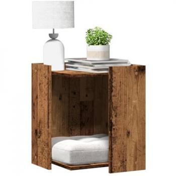 Mueble arenero de gatos madera ingeniería envejecida 42x42x51cm Marrón