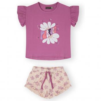 Conjunto de niña de camiseta con volantes y short estampado