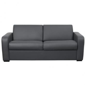 Sofá cama italiano de 3 plazas en cuero gris Bevis con colchón de 18 cm