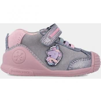 Biomecanics - Zapatillas de piel de bebé niña con dibujo unicornio y cierre autoadhesivo